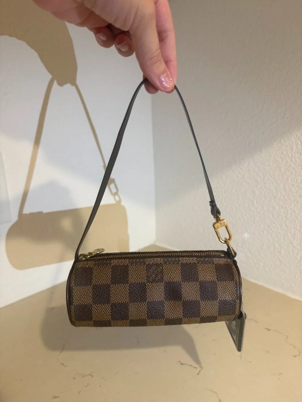 🤎 Louis Vuitton Damier Ebene Mini Papillon Barrel Pouch Bag